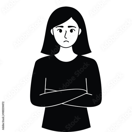 Woman with arms crossed, expressing disappointment or sadness