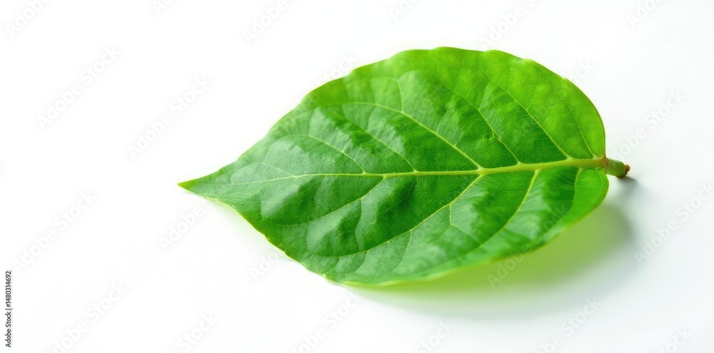 Obraz premium Single leaf with veins isolated on white background, single, leaf