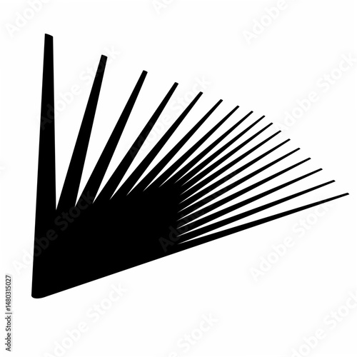Radial lines, radiating, abstract element lines for explosion, burst, spread theme. Grunge spray paint. Isolated black lines. Modern textured shapes. Dry border in black. Raised lines