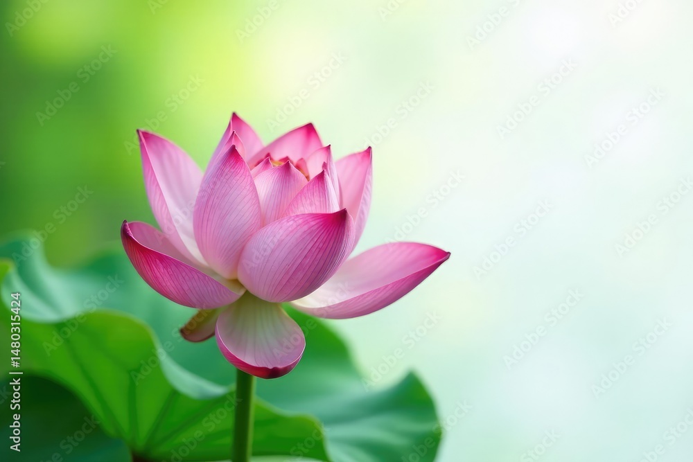 Single lotus flower on crisp white background, flower, green Single lotus flower on crisp white background, flower, green