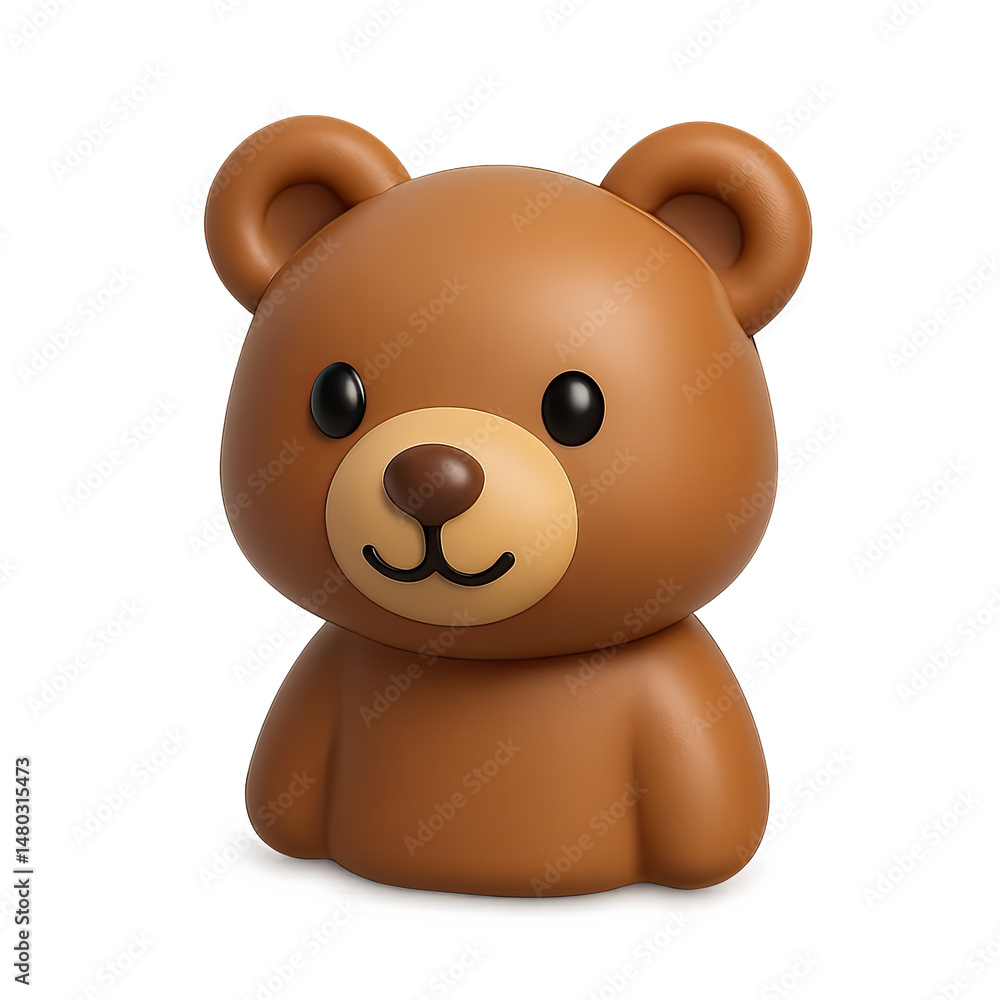 Adorable Brown Cartoon Bear 3D Render on Dark Background Adorable Brown Cartoon Bear 3D Render on Dark Background