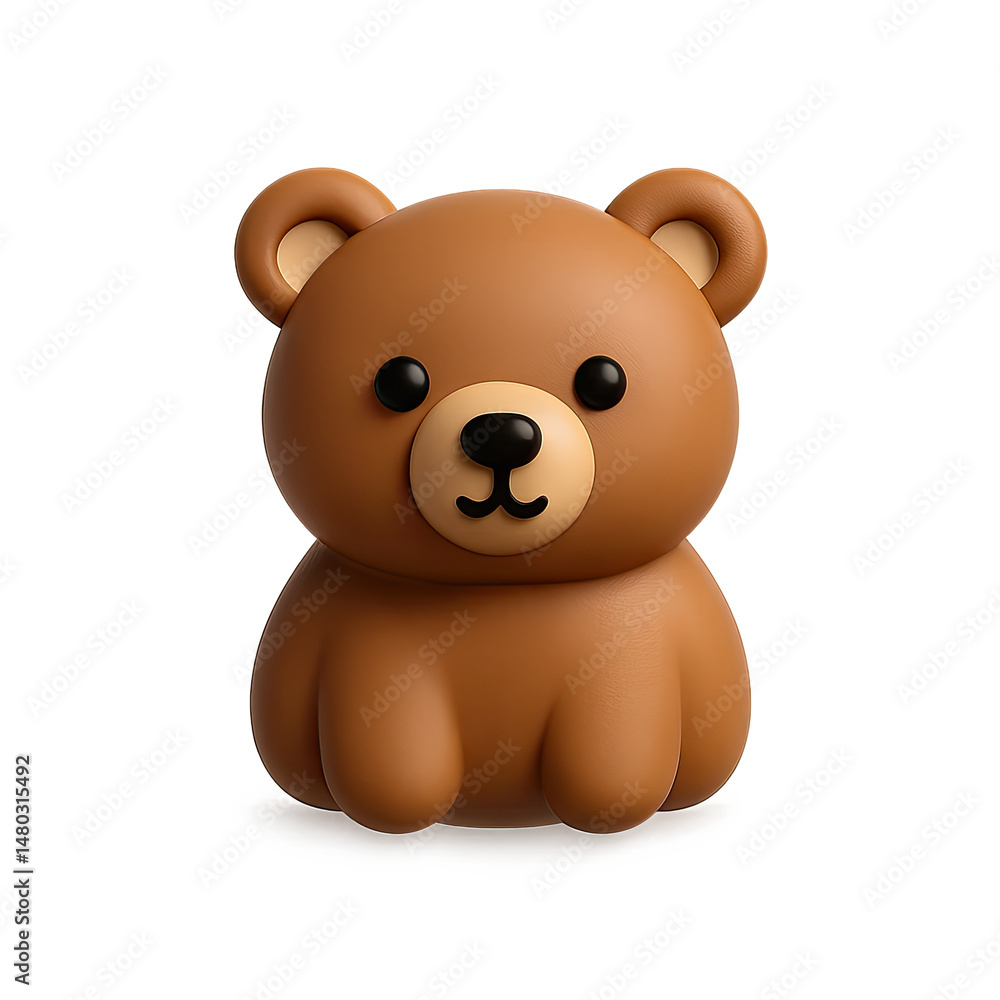 Adorable Brown Cartoon Bear 3D Render on Dark Background Adorable Brown Cartoon Bear 3D Render on Dark Background