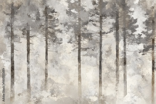 Misty forest scene, soft colors
