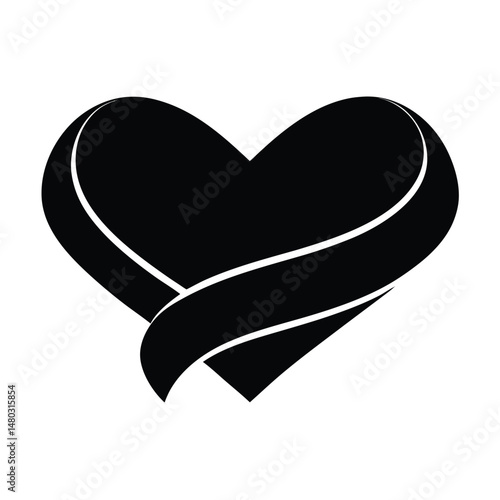 Elegant Black Heart Icon Love, Romance, and Affection Symbol