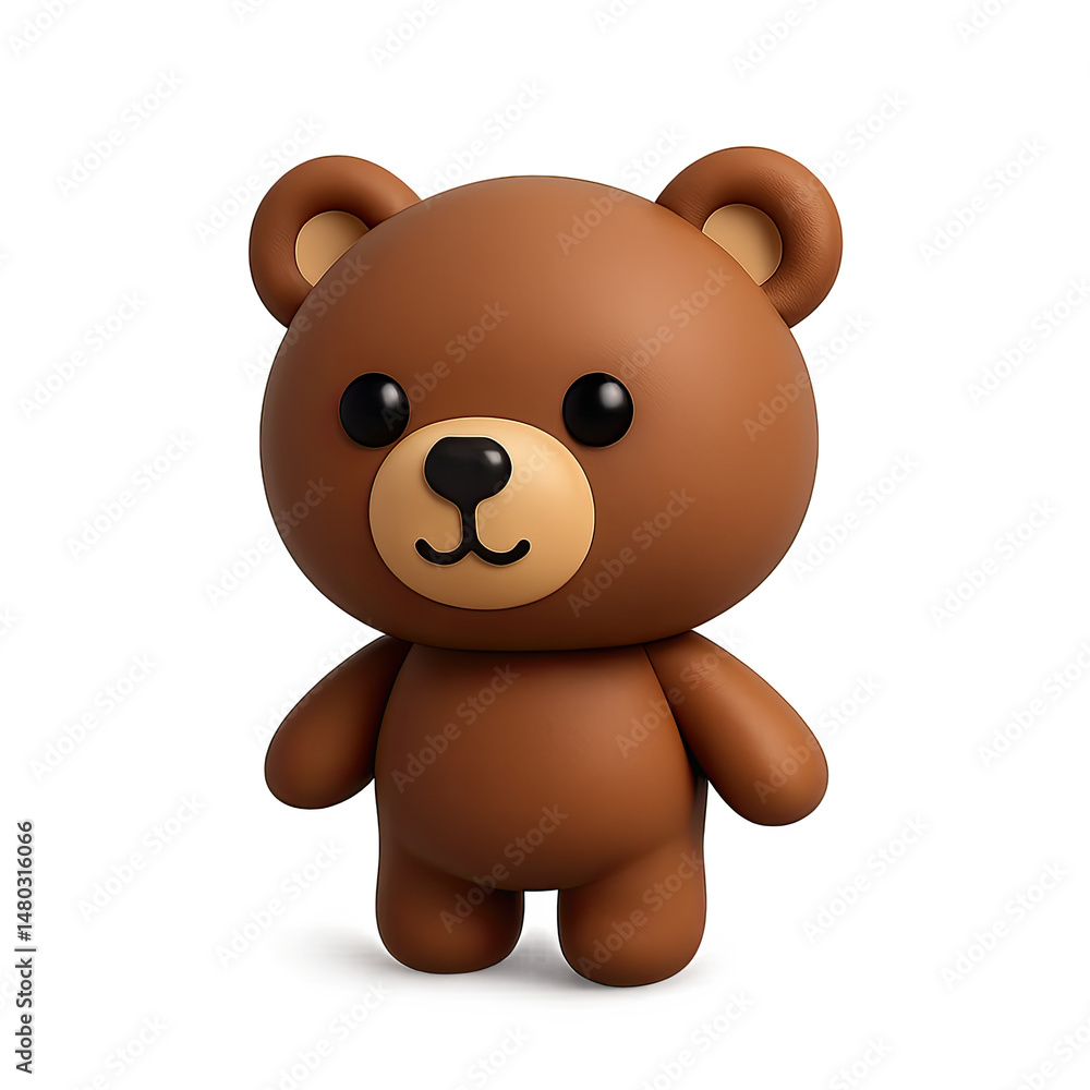 Naklejka premium Adorable Brown Cartoon Bear on Brown Background