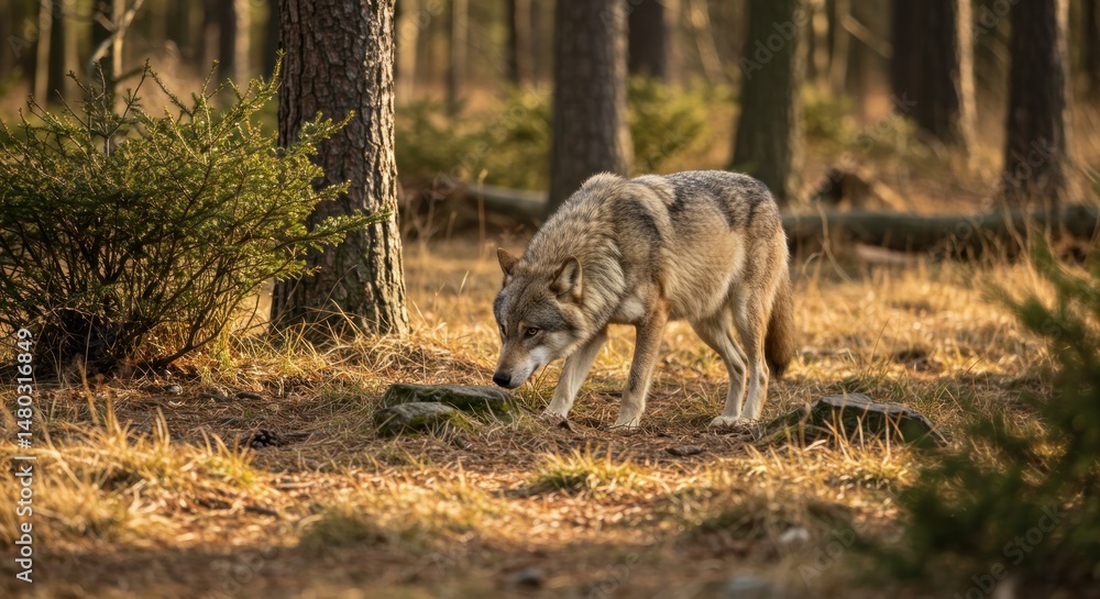 Wolf in Forest Photo Wolf in Forest Photo
