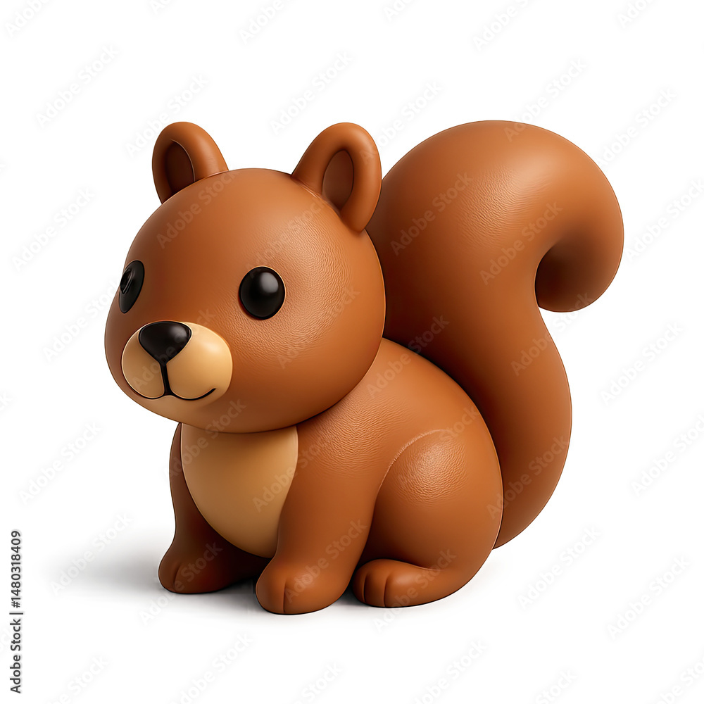 Fototapeta premium Adorable Brown Cartoon Squirrel 3D Rendering on Brown Background