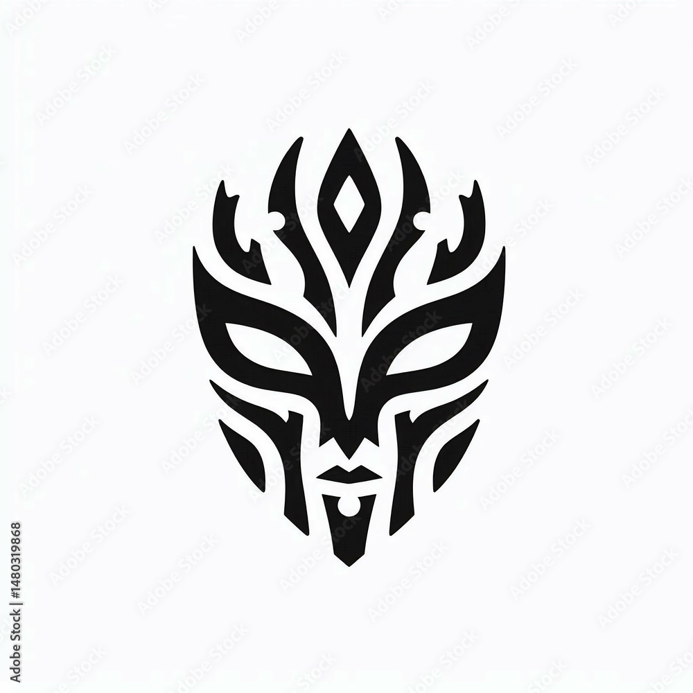 Fototapeta premium Abstract Black White Mask Design on Clean White Background
