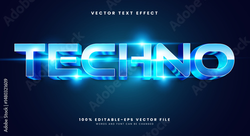 Techno futuristic Style 3D editable text effect Template