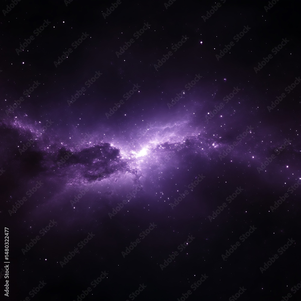 Naklejka premium Deep space nebula, vibrant purple hues