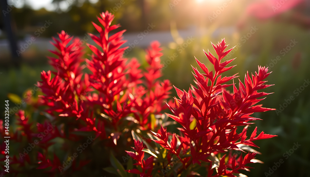 Vibrant red flowers in evening light nature photography garden view outdoor serenity Vibrant red flowers in evening light nature photography garden view outdoor serenity