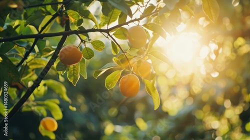A santol tree with ripe fruits hanging from its branches under sunlight