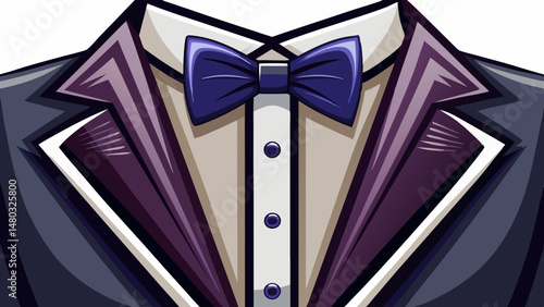 close up Symbolizing formal excellence and prestige, the tuxedo and bow tie together form a powerful visual cue for class, confidence, and style. A flawless icon for upscale fashion concepts. white ba