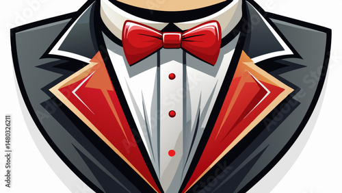close up Symbolizing formal excellence and prestige, the tuxedo and bow tie together form a powerful visual cue for class, confidence, and style. A flawless icon for upscale fashion concepts. white ba