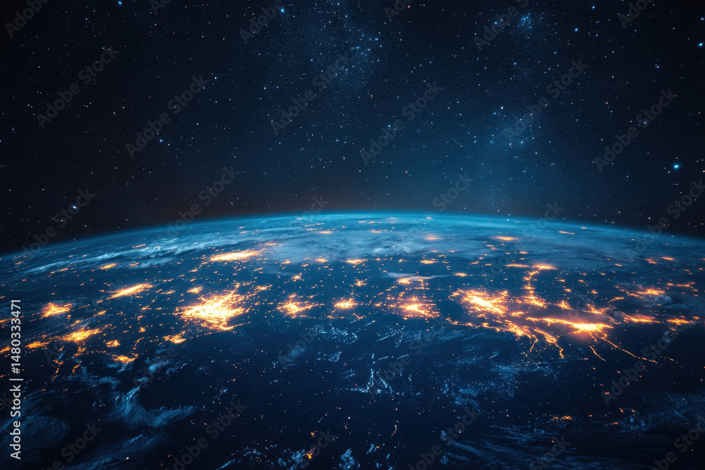 Fototapeta premium A striking view of Earth from space, showcasing its vibrant colors and majestic beauty.