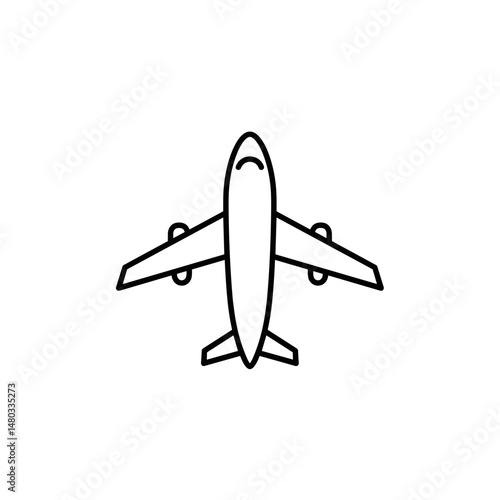 Airplane Outline Illustration in Black and White  