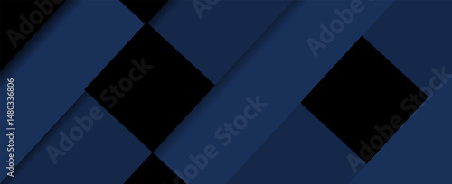 Randomly shifted black cube boxes blocks background wallpaper banner with copy space. vector