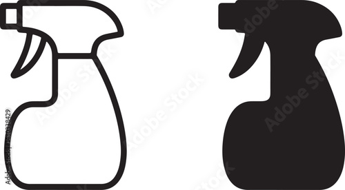 Clean spray bottle icon vector illustration in black and white for cleaning and hygiene