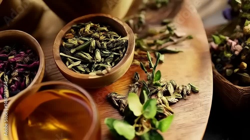 Aromatic Herb Tea Preparation with Floral Accents for Wellness and Calm