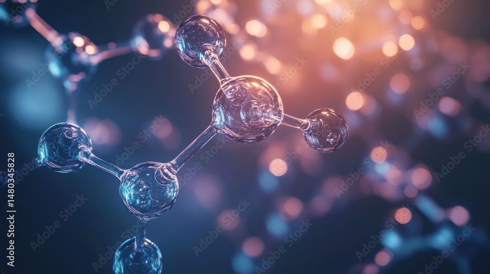 Abstract rendering showcasing molecular structure with interconnected transparent spheres Abstract rendering showcasing molecular structure with interconnected transparent spheres