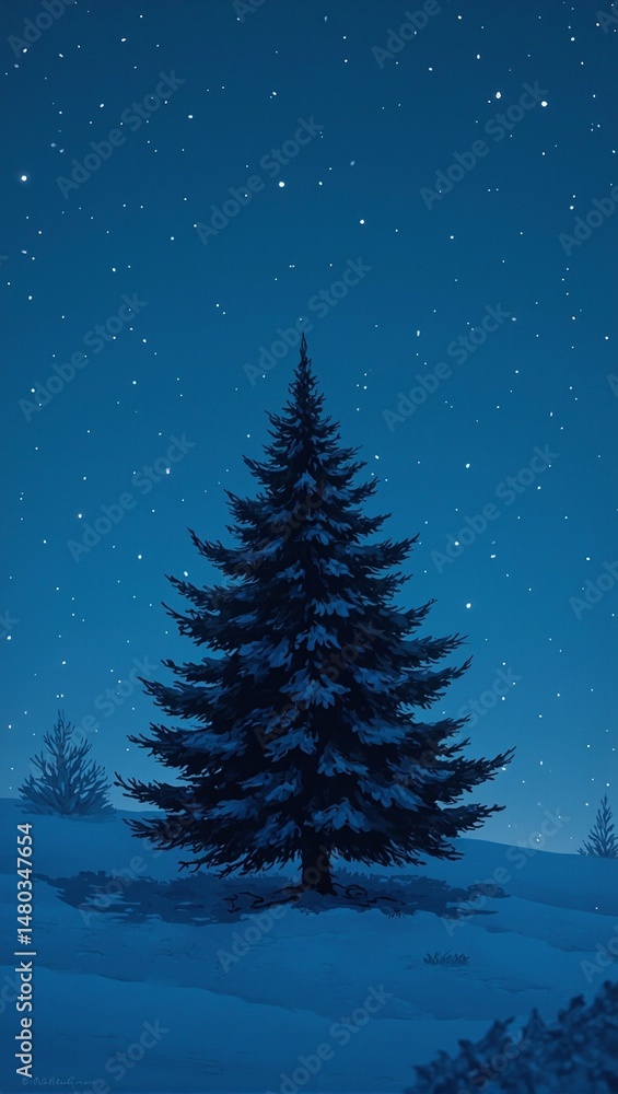 Obraz premium Christmas tree silhouette