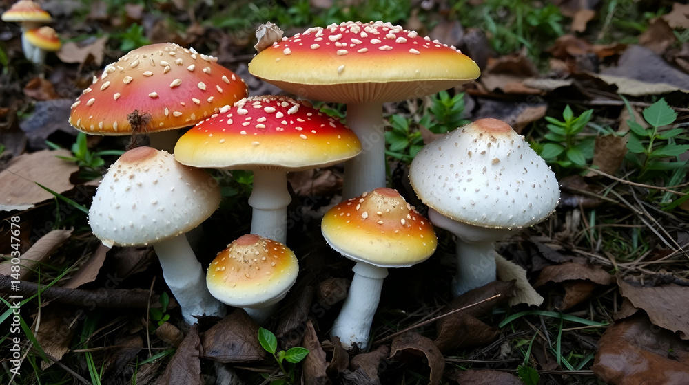 Obraz premium Ceps porcini b. edulis mushrooms set, paths