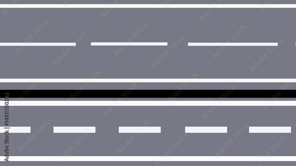 moving road aerial top view animation. animated highway driving