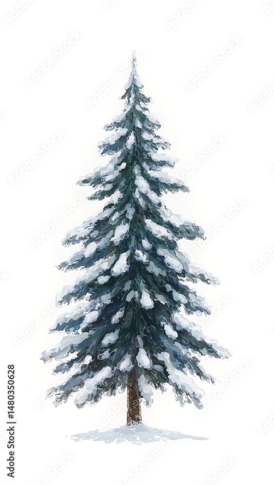 Fototapeta premium Snowy pine tree silhouette