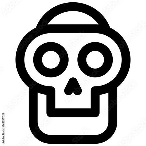 Australopithecus skull. Editable stroke vector icon.