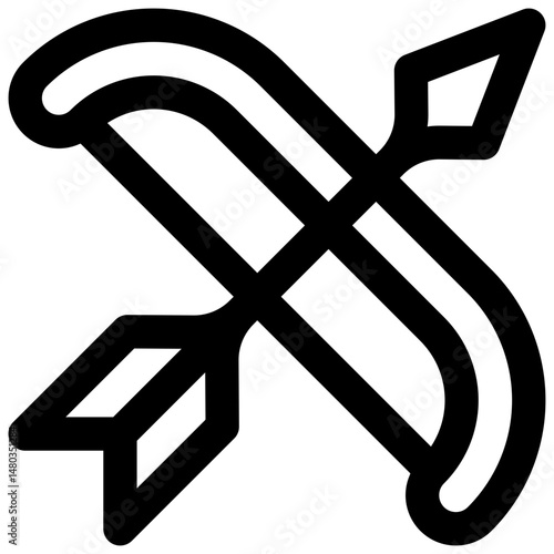 Bow and arrow. Editable stroke vector icon.
