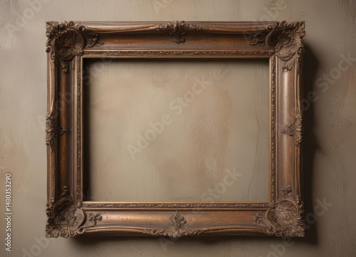 Wallpaper Mural Antique metal photo frame, weathered patina, nostalgic feel  Vintage family heirloom ,  nostalgic,  distressed frame Torontodigital.ca