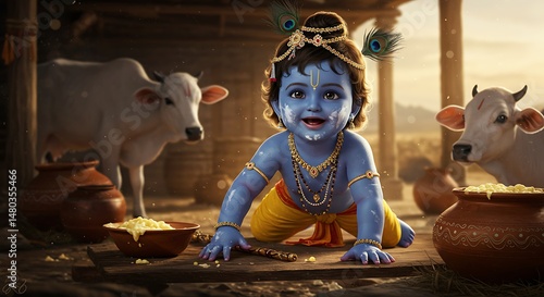 Young Krishna with Cows