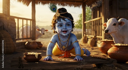 Baby Krishna Stealing Butter