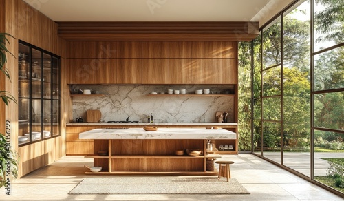 Wallpaper Mural Modern kitchen interior with natural light and wood accents. Torontodigital.ca