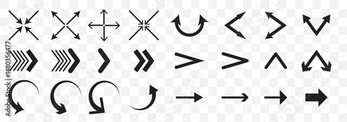 Arrow icons set. Arrow collection. Simple arrow big set. Vector illustration on Transparent Background. EPS 10.