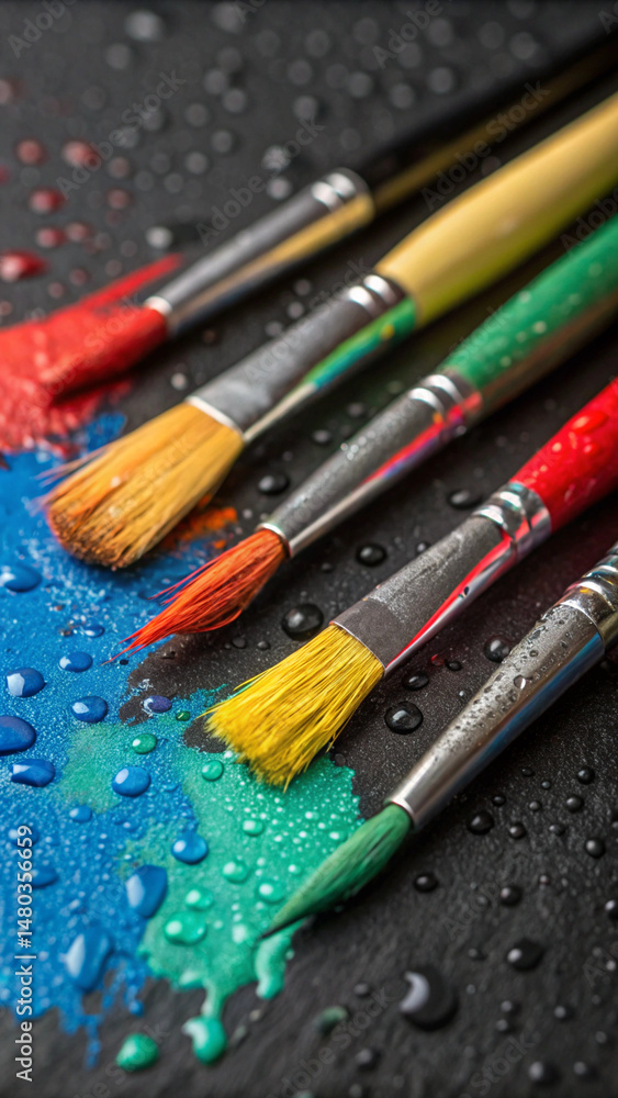 Fototapeta premium Scattered paint droplets adding a dynamic feel.