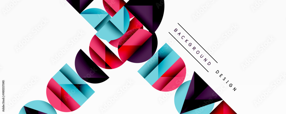 Fototapeta premium Abstract geometric pattern. Overlapping circles create dynamic visual flow. Modern design elements, vibrant colors, clean aesthetic.