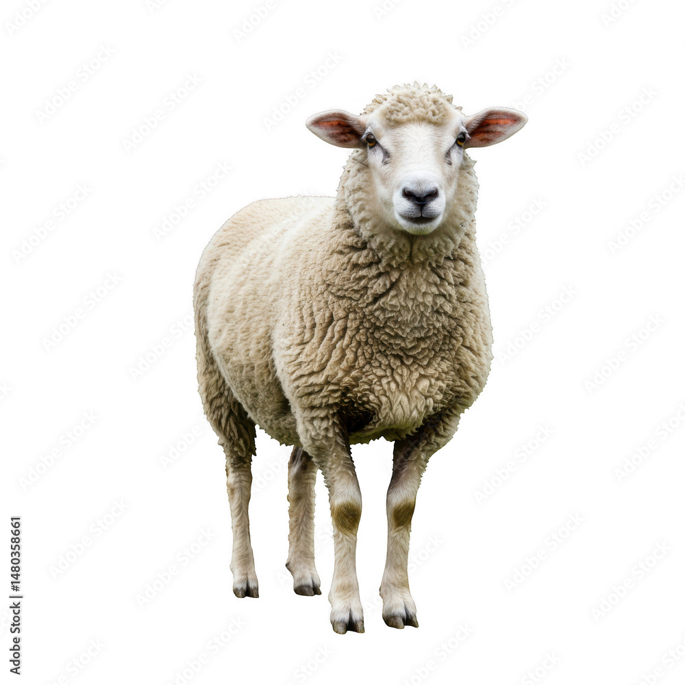 Standing sheep facing forward isolated on transparent background Standing sheep facing forward isolated on transparent background