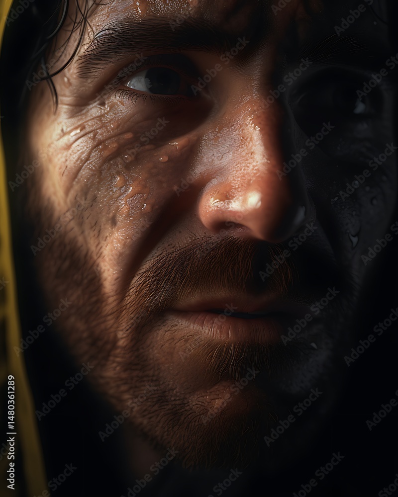 Obraz premium Weathered Man Closeup Portrait.