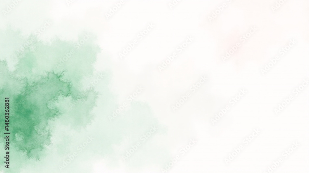 Naklejka premium Digital Watercolor abstract background with watercolor splatters in green and pink