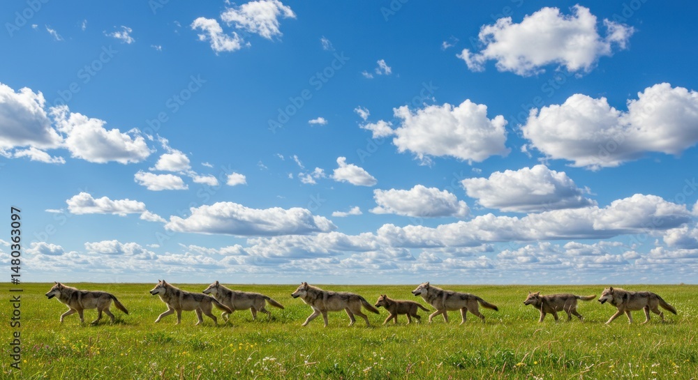 custom made wallpaper toronto digitalWolves Walking in a Field - Photo