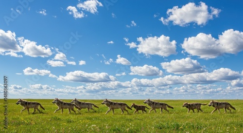 Wallpaper Mural Wolves Walking in a Field - Photo Torontodigital.ca