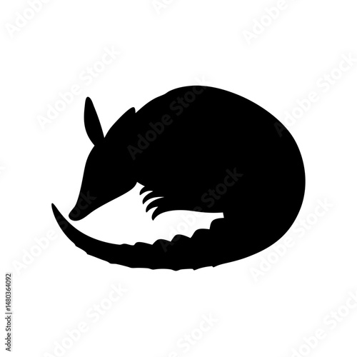 Armadillo vector graphic, cute armadillo illustration, armadillo silhouette, curled armadillo design vector