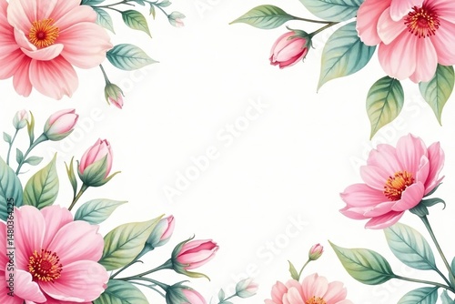 Delicate watercolor floral pattern, soft pastel shades, elegant, leaves