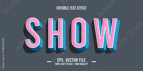 Wallpaper Mural Show - 3D Isometric Text Effect – Pink Blue Bold Typography with Long Shadow on Dark Gray Background Torontodigital.ca