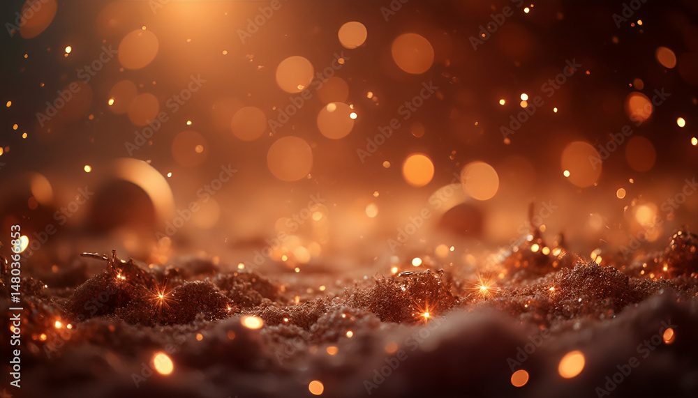 Golden glitter and streamer against black background. Space for text Golden glitter and streamer against black background. Space for text