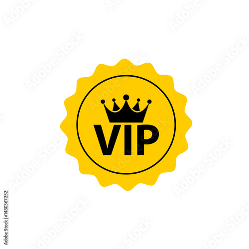 VIP badge icon isolated on white background