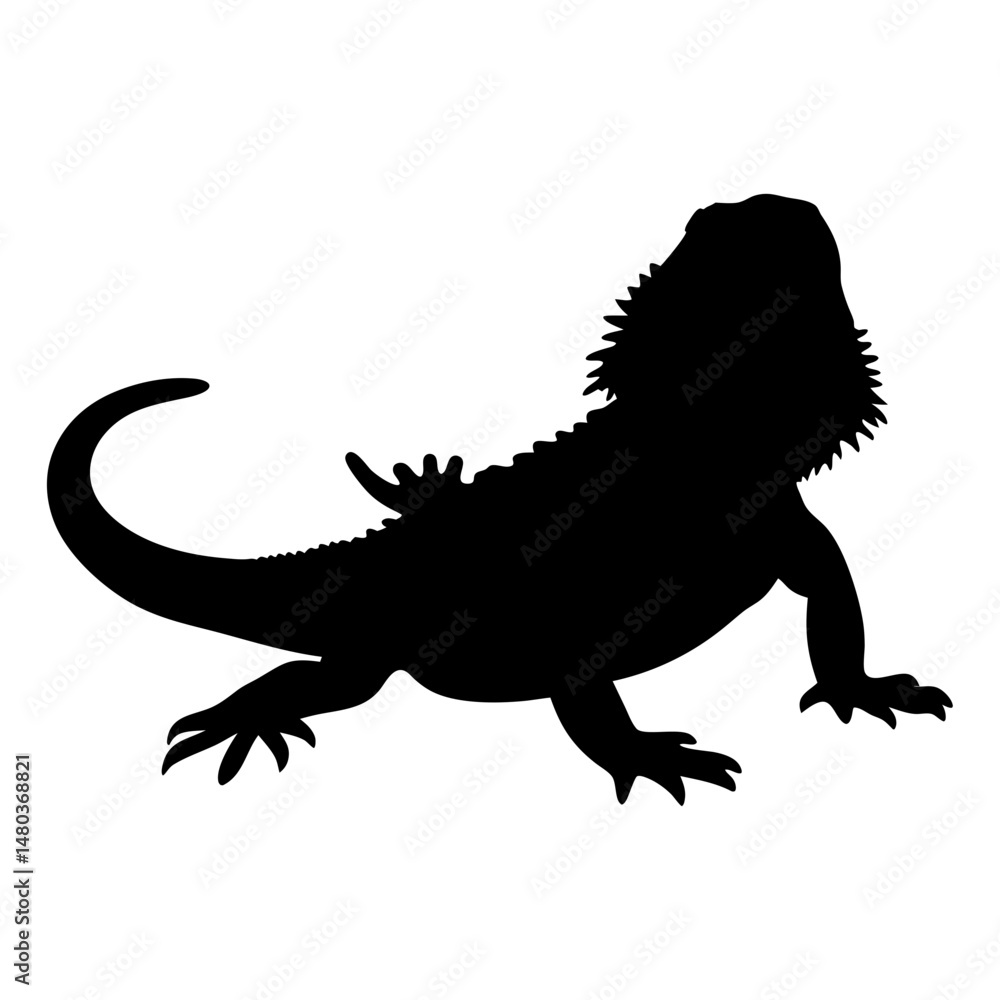 Fototapeta premium Bearded dragon silhouette vector art for reptile pet lovers and exotic animal enthusiasts design needs