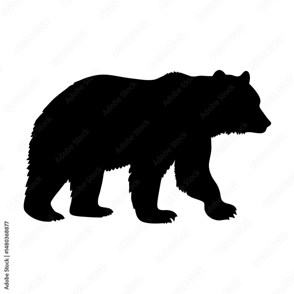 Fototapeta premium Black bear silhouette vector illustration for wildlife animal nature and forest design projects