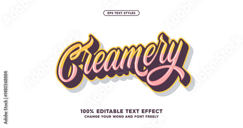 Creamery: Playful and fun text effects in soft pastel colors. A stylish, editable font with a creamy, sweet vibe. Perfect for food, poster, sign, magazine, and advertising purpose.